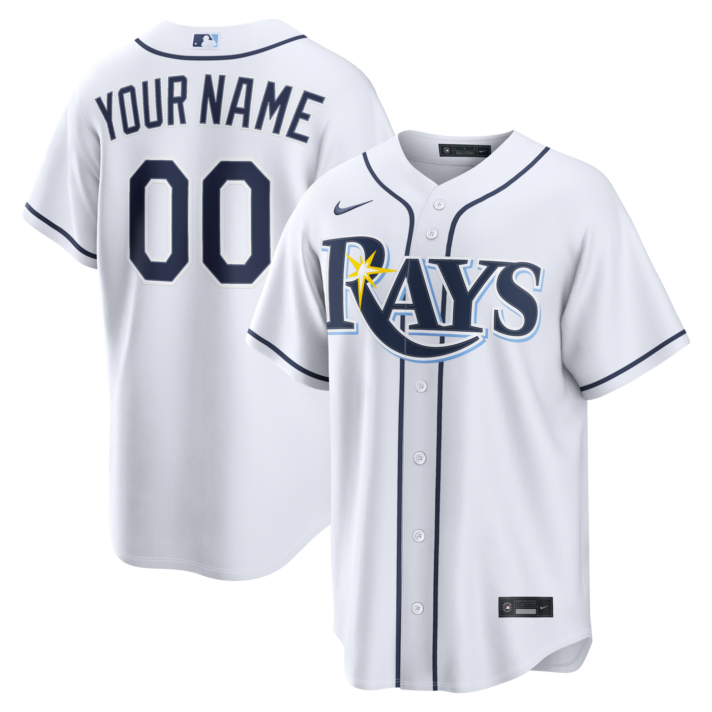Tampa Bay Rays Nike White Home Replica Custom Jersey