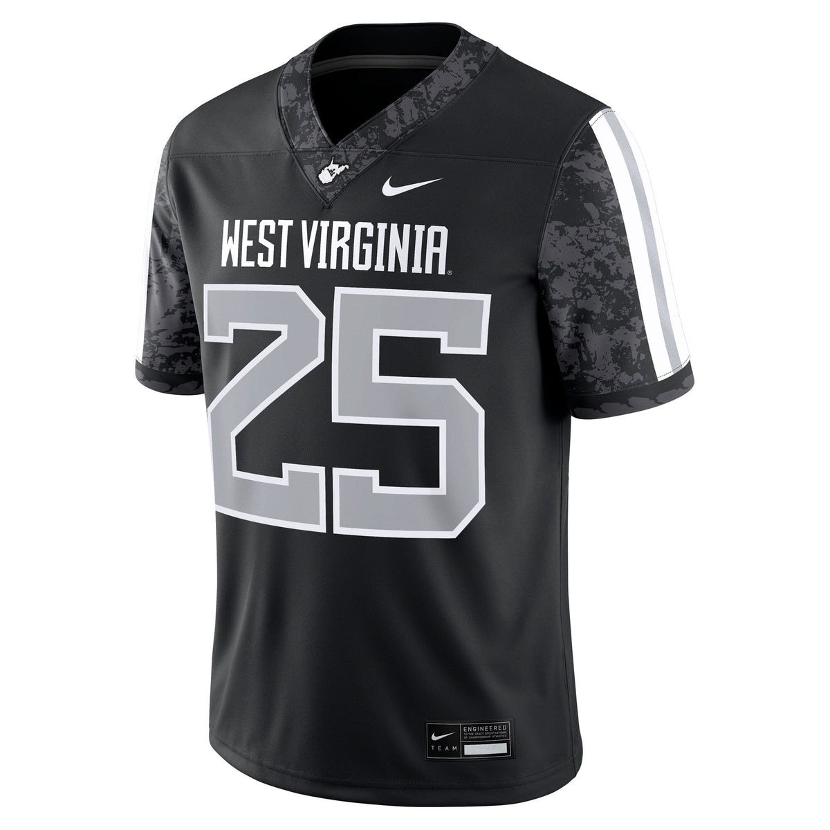 #25 West Virginia Mountaineers Alternate Game Jersey - Black