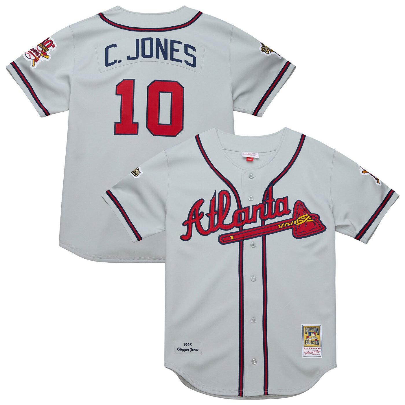 Atlanta Braves Chipper Jones Mitchell & Ness Gray 1995 Throwback Authentic Jersey