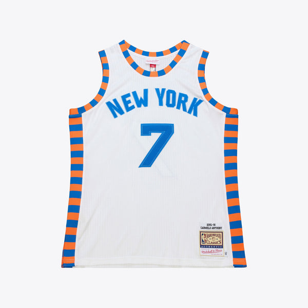 Mitchell & Ness Carmelo Anthony White New York Knicks 2015-16 Hardwood Classics Authentic Jersey