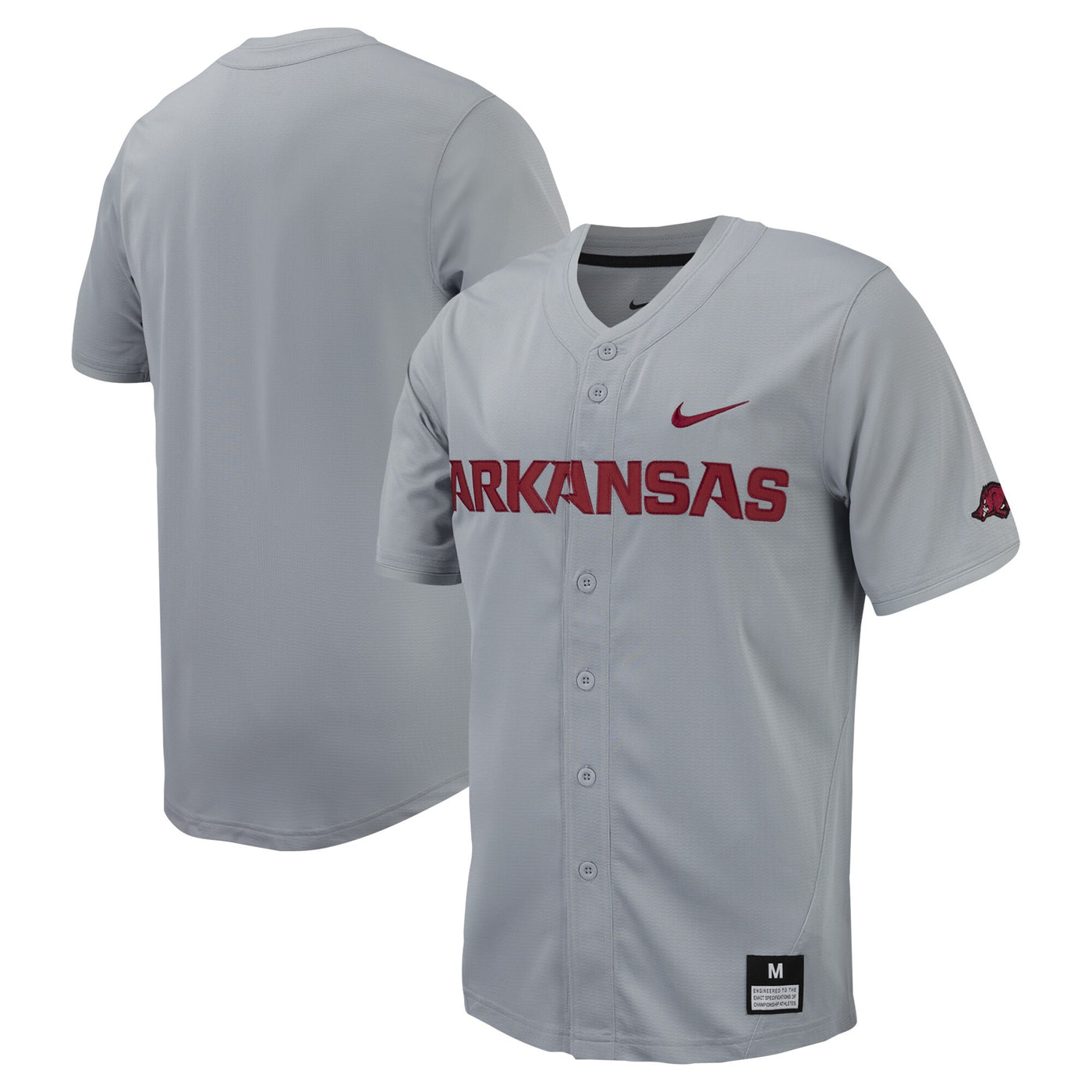 Nike Gray Arkansas Razorbacks Replica Full-Button Baseball Jersey