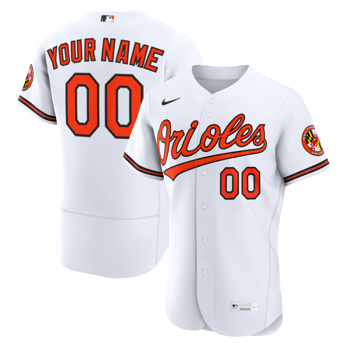 Baltimore Orioles White Home Authentic Custom Jersey