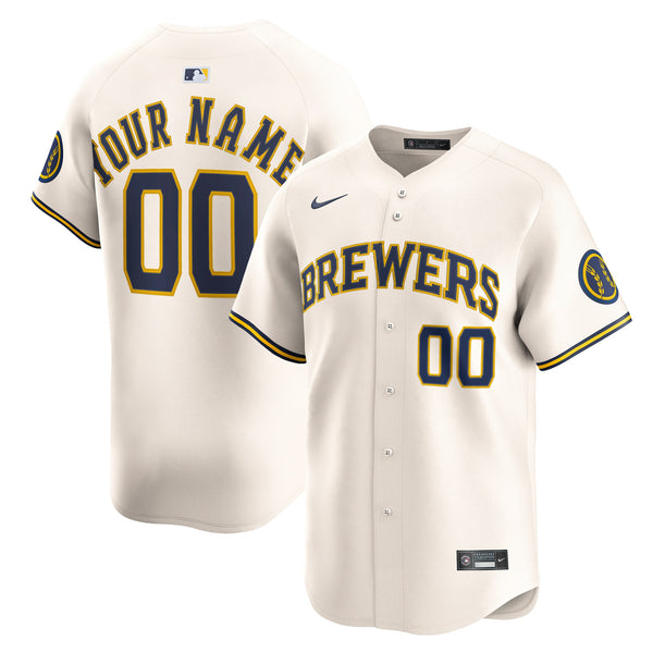 Milwaukee Brewers Cream Home Limited Custom Jersey