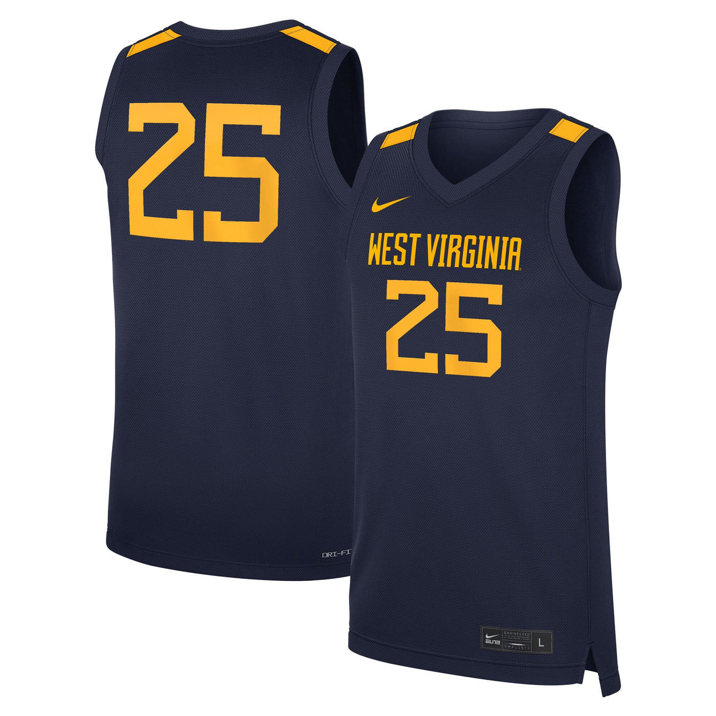 Nike #25 Navy West Virginia Mountaineers Road Replica Basketball Jersey
