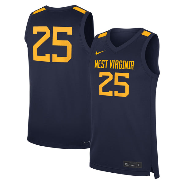 Nike #25 Navy West Virginia Mountaineers Road Replica Basketball Jersey