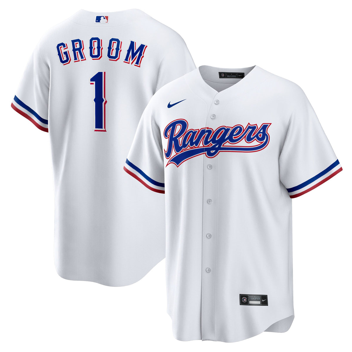 Texas Rangers White #1 Groom Home Replica Jersey