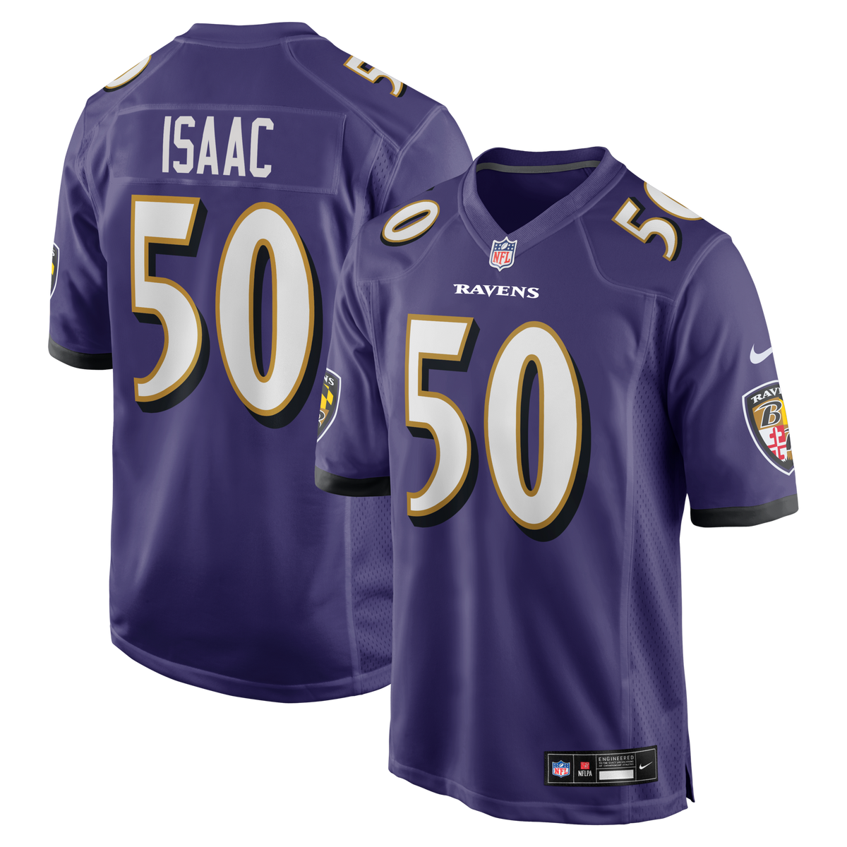 Baltimore Ravens Adisa Isaac Purple Team Game Jersey