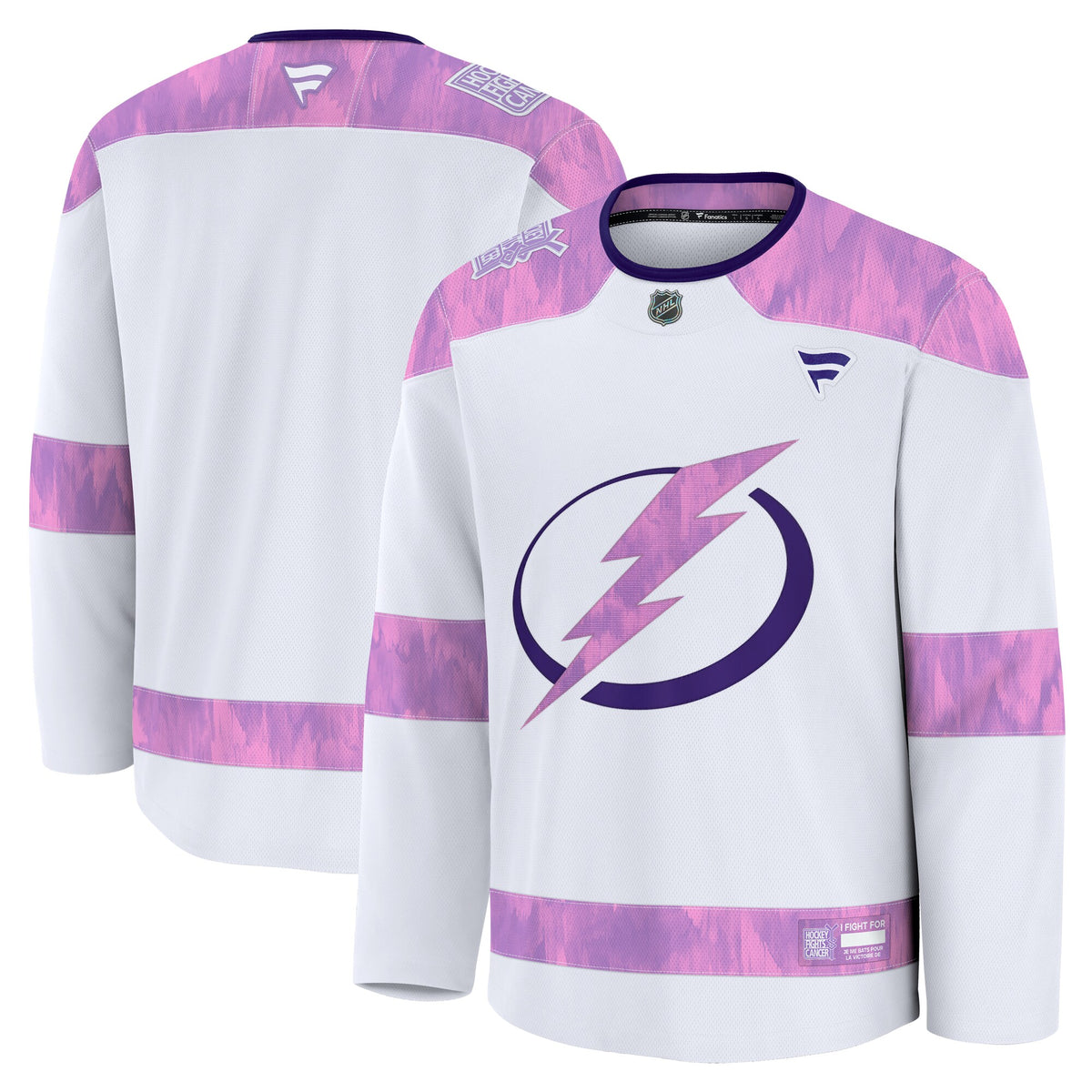 Tampa Bay Lightning Fanatics White 2024 Hockey Fights Cancer Practice Jersey