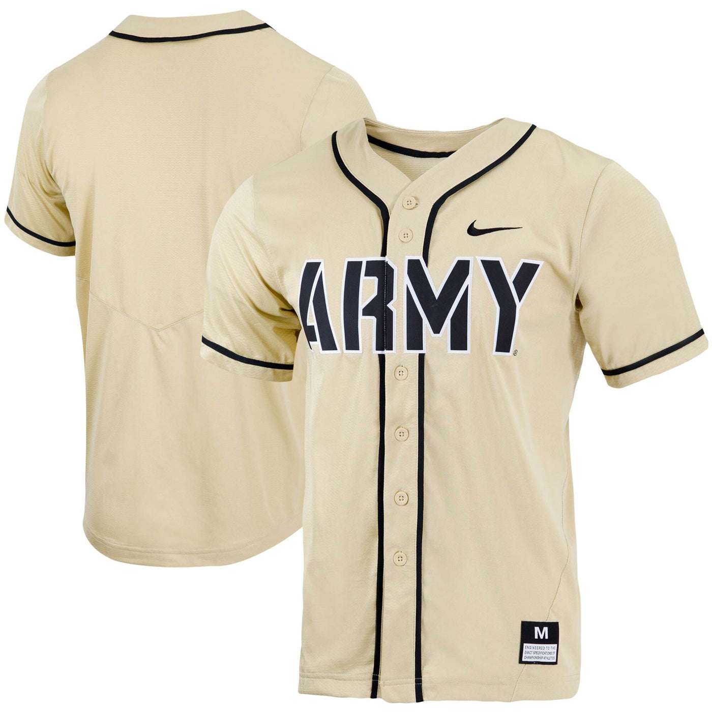 Nike Gold Army Black Knights Replica Full-Button Baseball Jersey