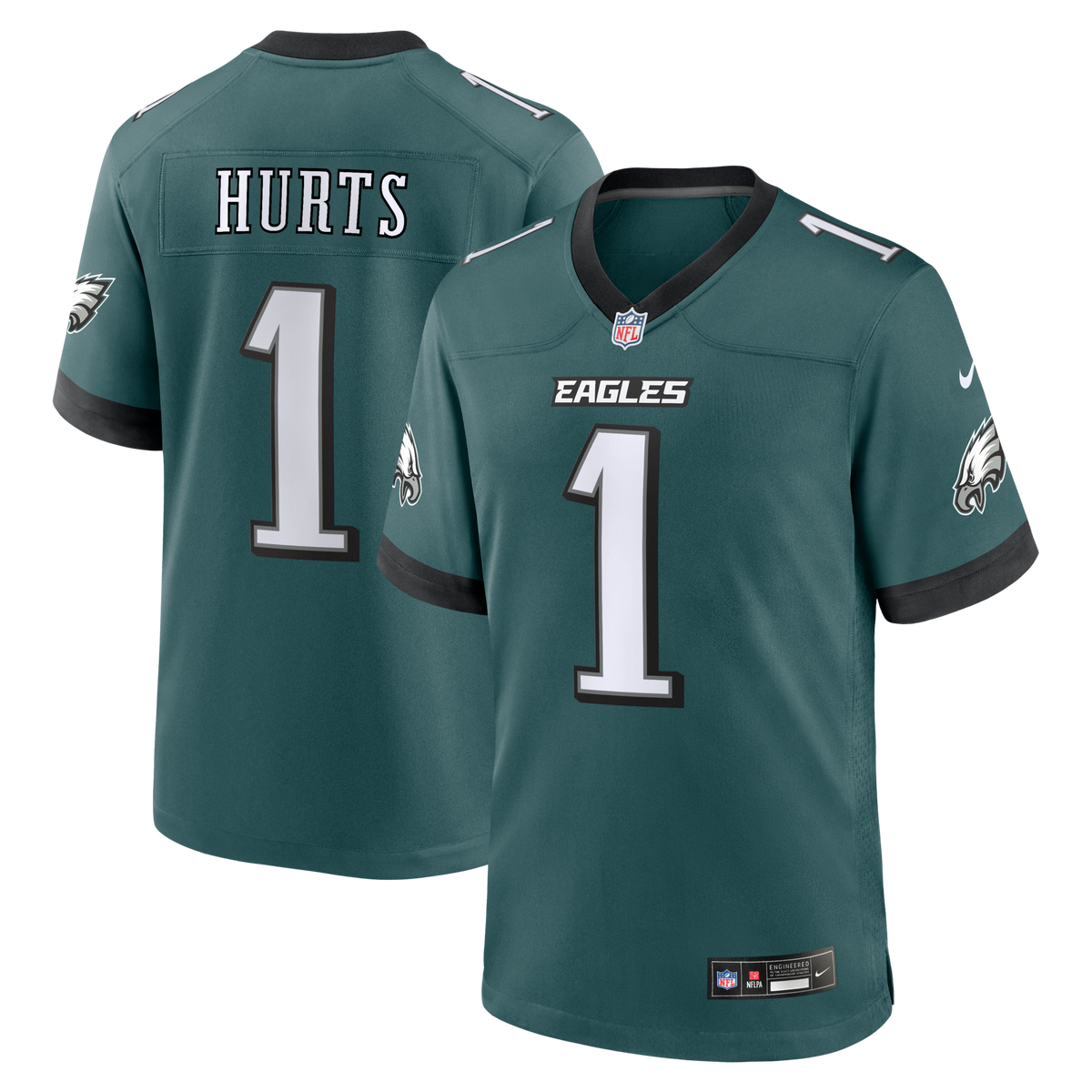 Philadelphia Eagles Jalen Hurts Midnight Green Team Game Jersey