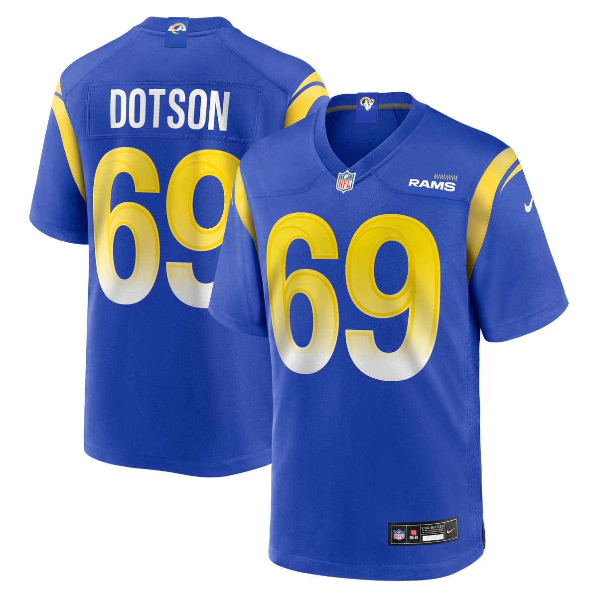 Los Angeles Rams Kevin Dotson Royal Game Jersey