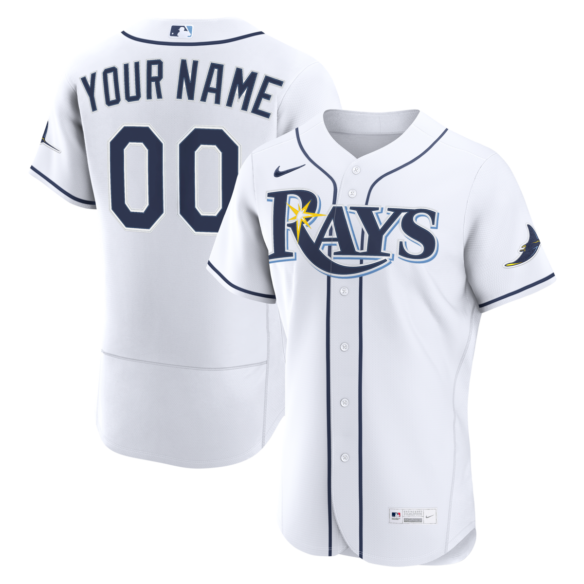 Tampa Bay Rays White Home Authentic Custom Jersey