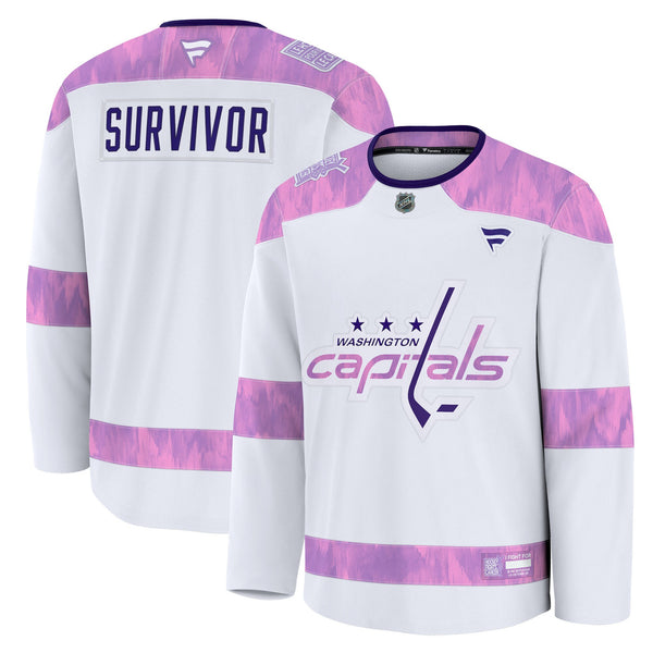 Washington Capitals Fanatics White Hockey Fights Cancer Survivor Practice Jersey