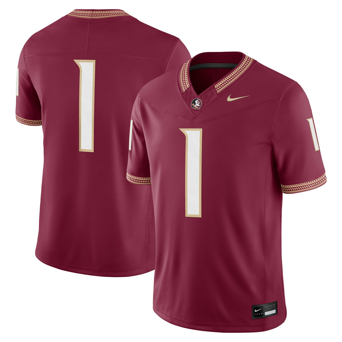 #1 Florida State Seminoles Home Vapor F.U.S.E. Stitched Limited Jersey - Garnet