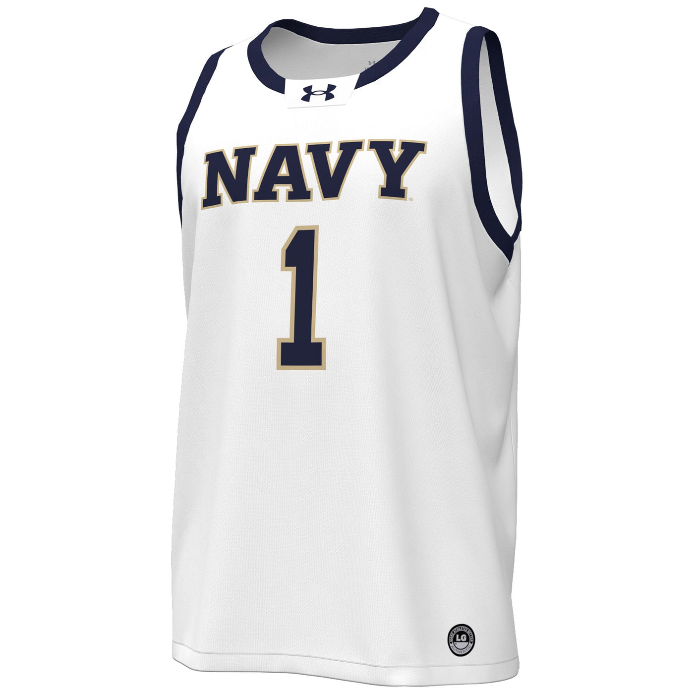 Under Armour White Navy Midshipmen #1 Replica Basketball Jersey