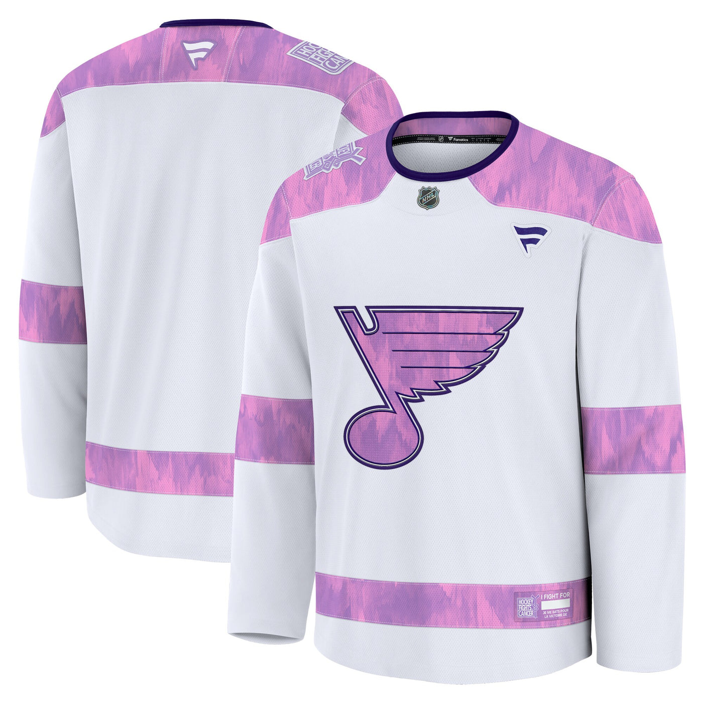 St. Louis Blues Fanatics White 2024 Hockey Fights Cancer Practice Jersey