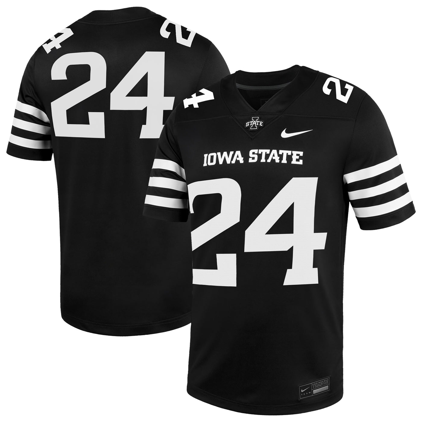 Nike #24 Black Iowa State Cyclones Alternate Game Jersey