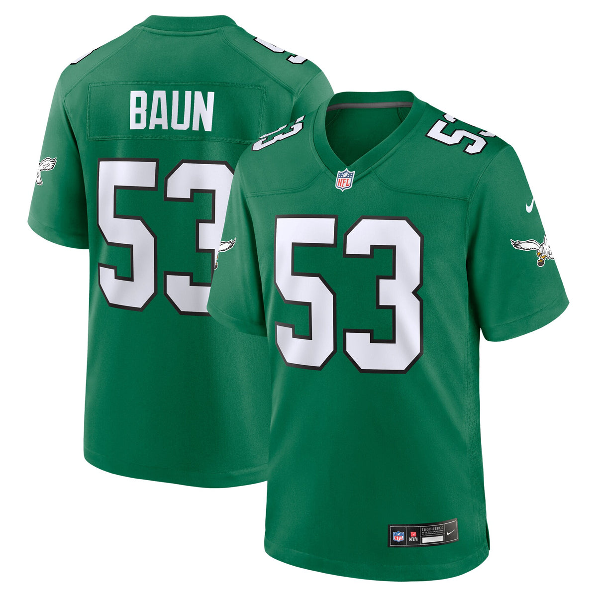 Philadelphia Eagles Zack Baun Kelly Green Alternate Game Jersey