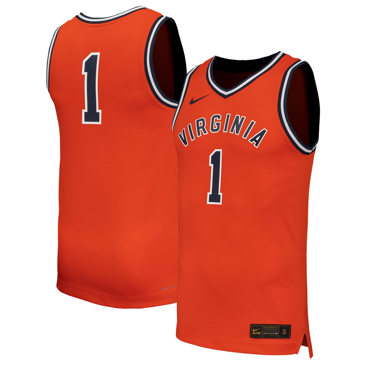 #1 Virginia Cavaliers Throwback Replica Basketball Jersey - Orange