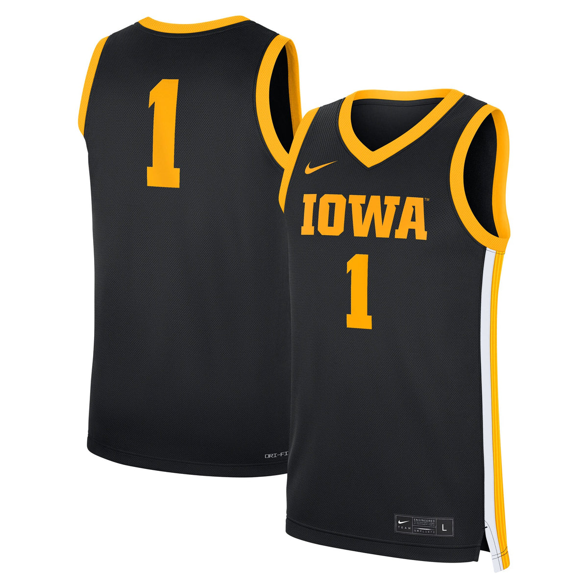 #1 Iowa Hawkeyes Road Replica Jersey - Black