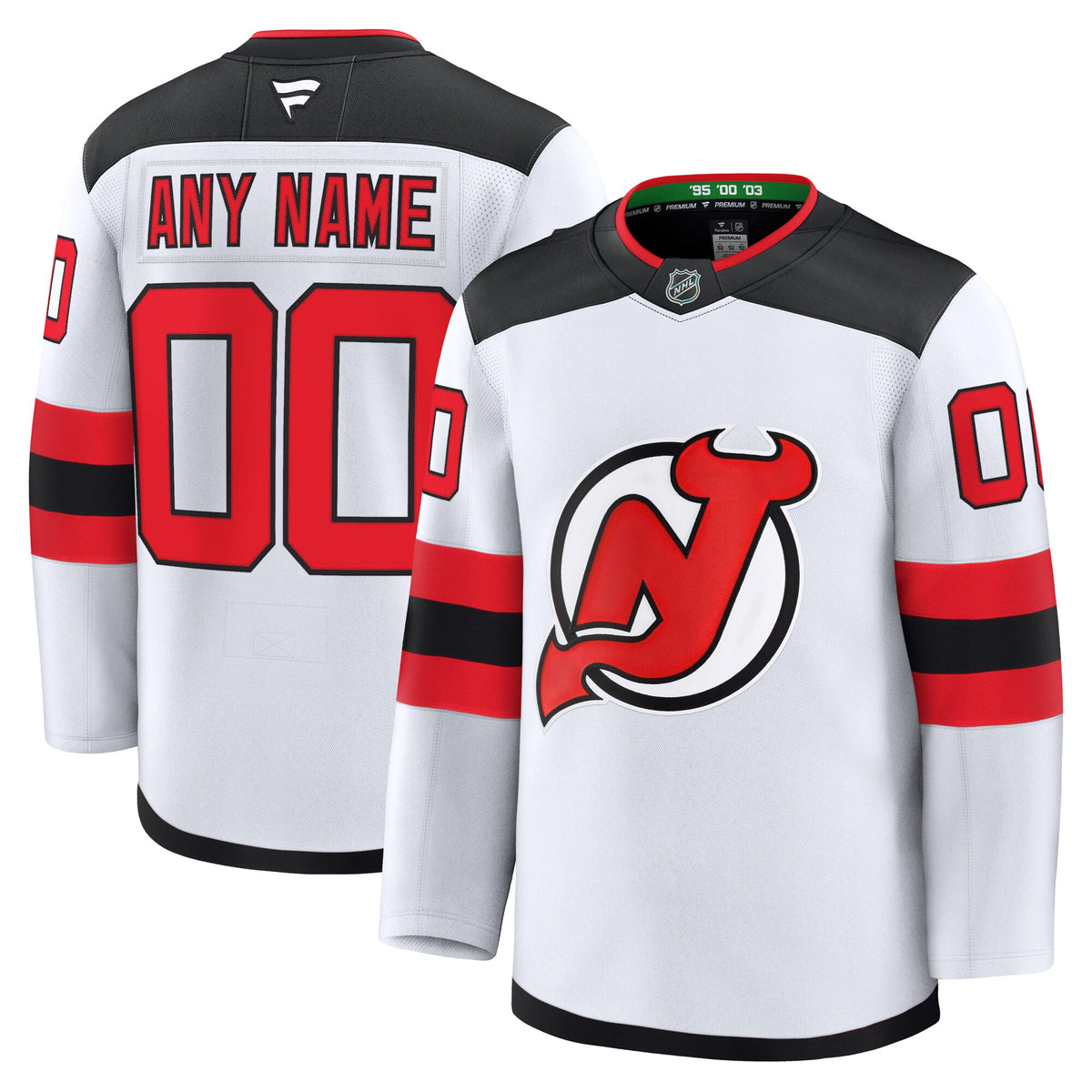 New Jersey Devils Fanatics White Away Premium Custom Jersey