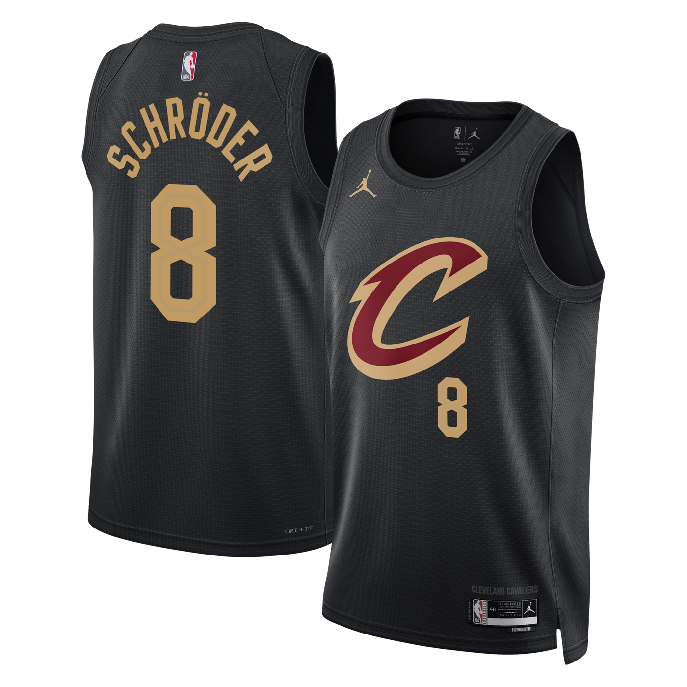 Cleveland Cavaliers Jordan Brand Statement Edition Swingman Jersey - Black - Dennis Schröder
