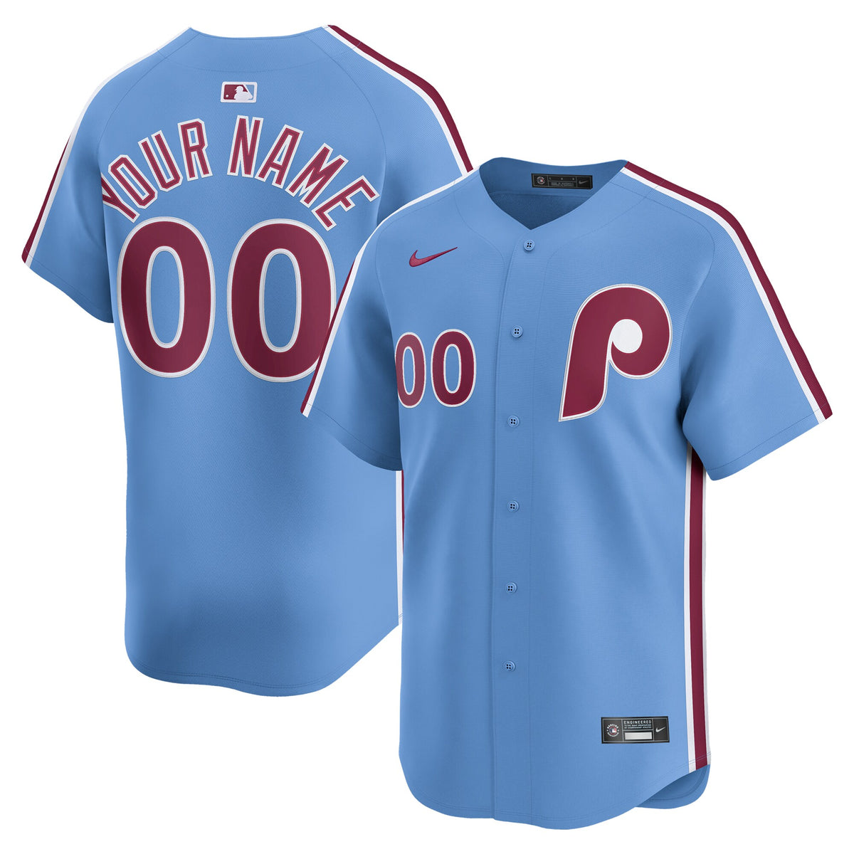 Philadelphia Phillies Light Blue Alternate Limited Custom Jersey