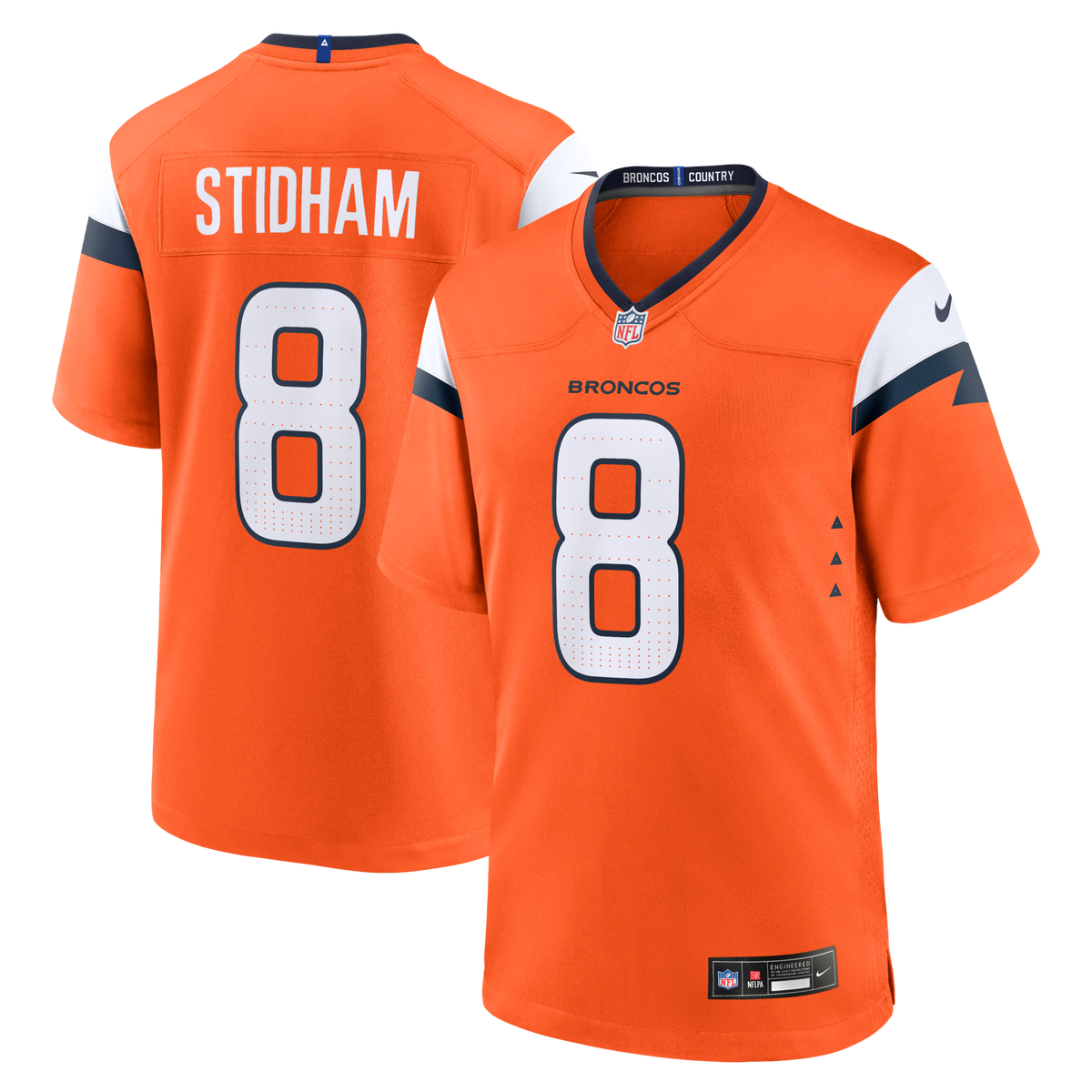 Denver Broncos Jarrett Stidham Orange Team Game Jersey