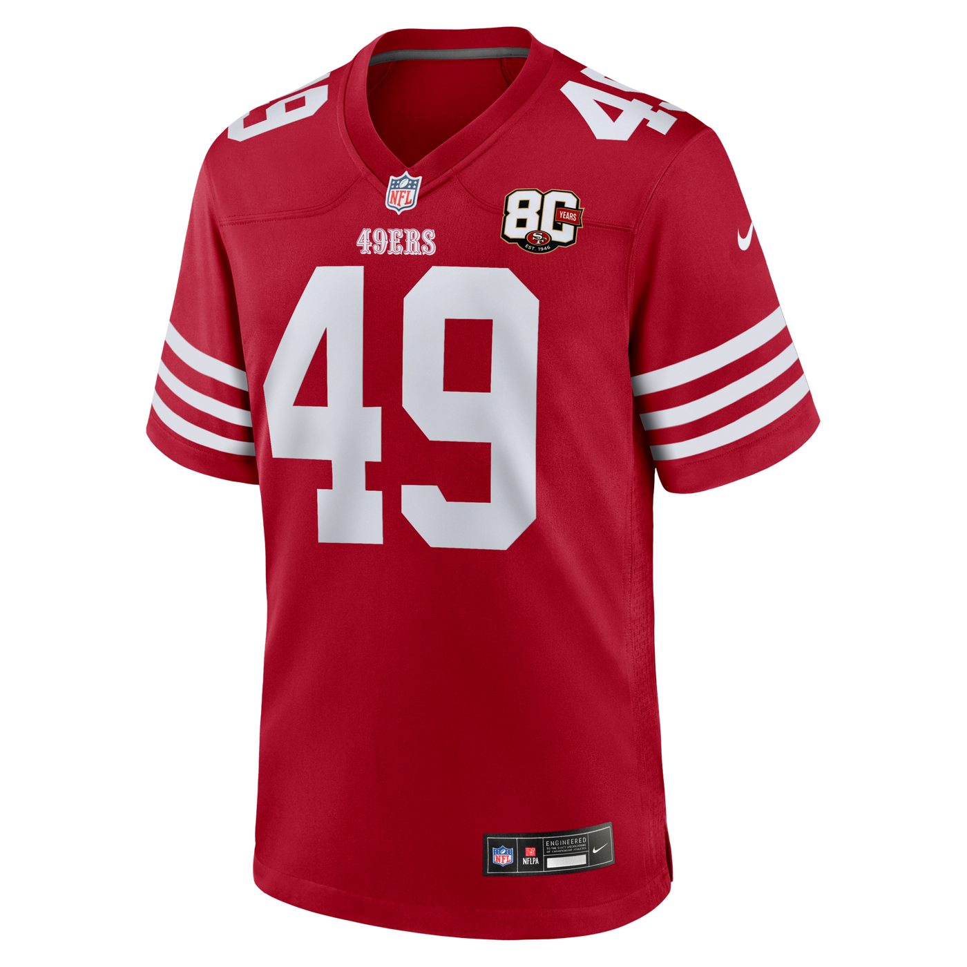 San Francisco 49ers The Faithful Nike Scarlet 80th Anniversary Game Jersey