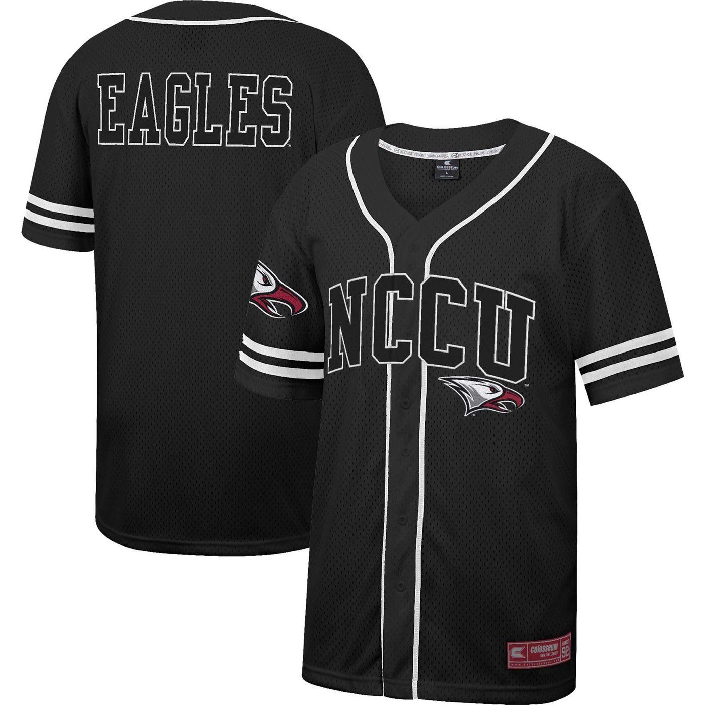 Colosseum Black North Carolina Central Eagles Free Spirited Mesh Button-Up Baseball Jersey