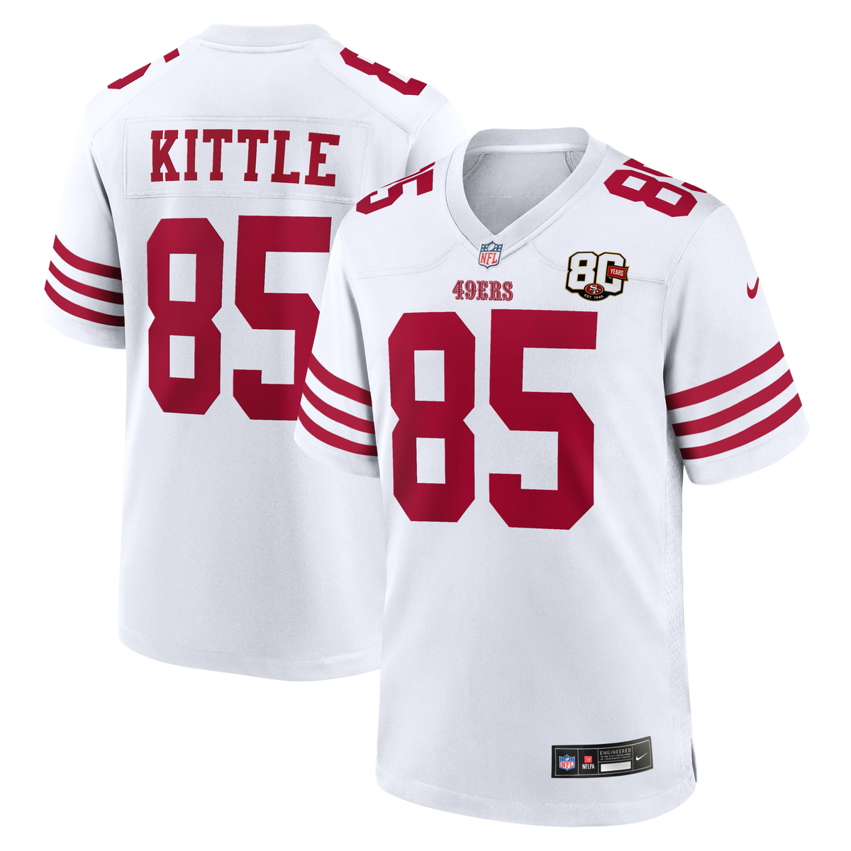 San Francisco 49ers George Kittle White 80th Anniversary Game Jersey