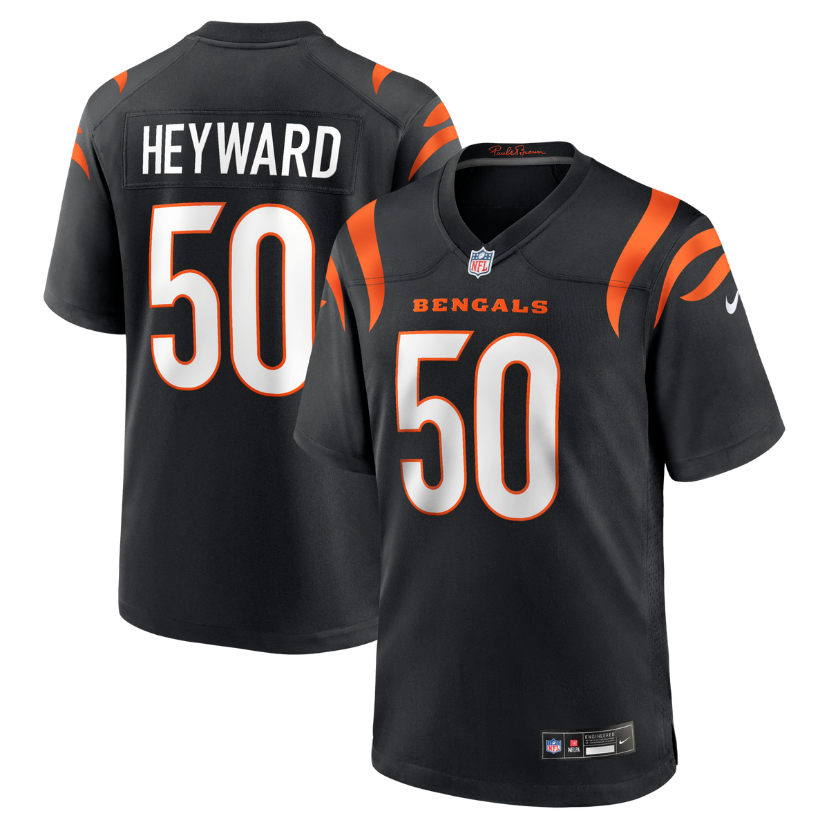 Cincinnati Bengals Shaka Heyward Black Team Game Jersey