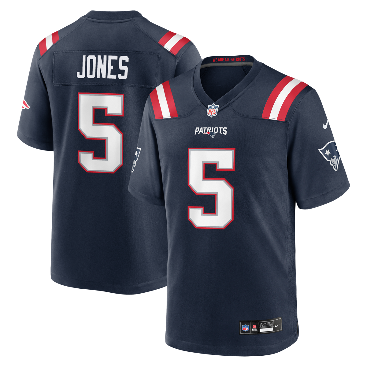 New England Patriots Dre'Mont Jones Navy Team Game Jersey