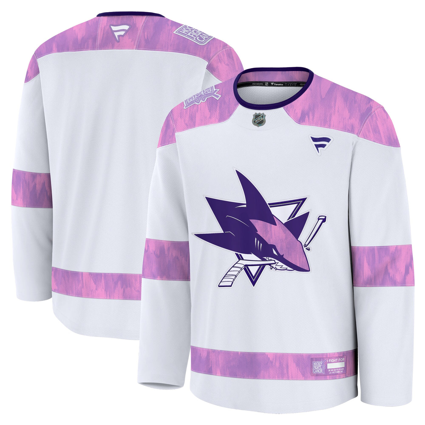 San Jose Sharks Fanatics White 2024 Hockey Fights Cancer Practice Jersey