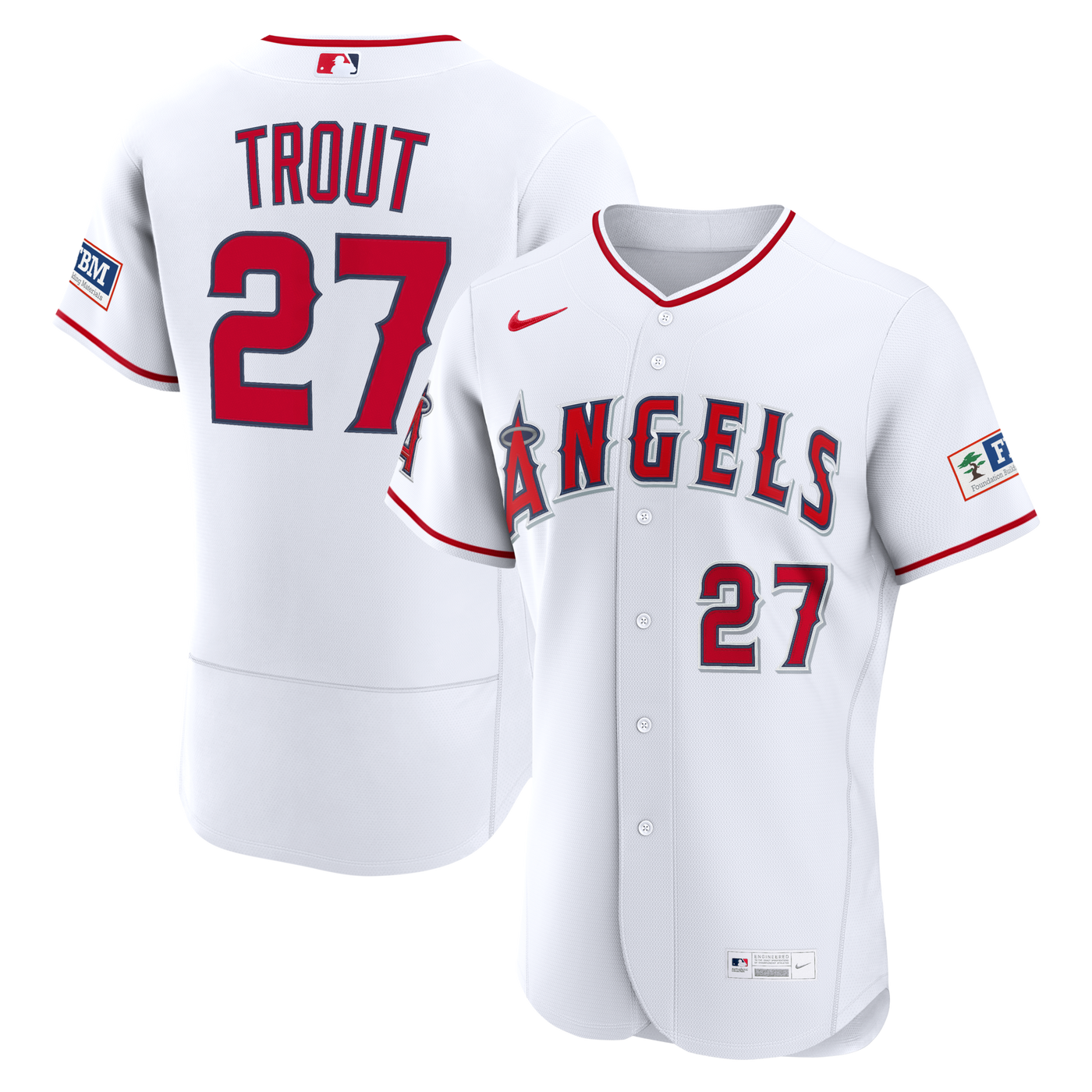 Los Angeles Angels Mike Trout Nike White Home Authentic Sponsor Patch Jersey