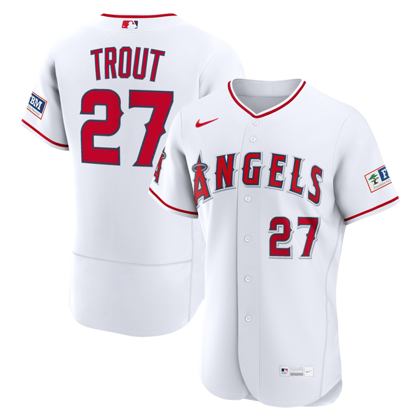 Los Angeles Angels Mike Trout Nike White Home Authentic Sponsor Patch Jersey