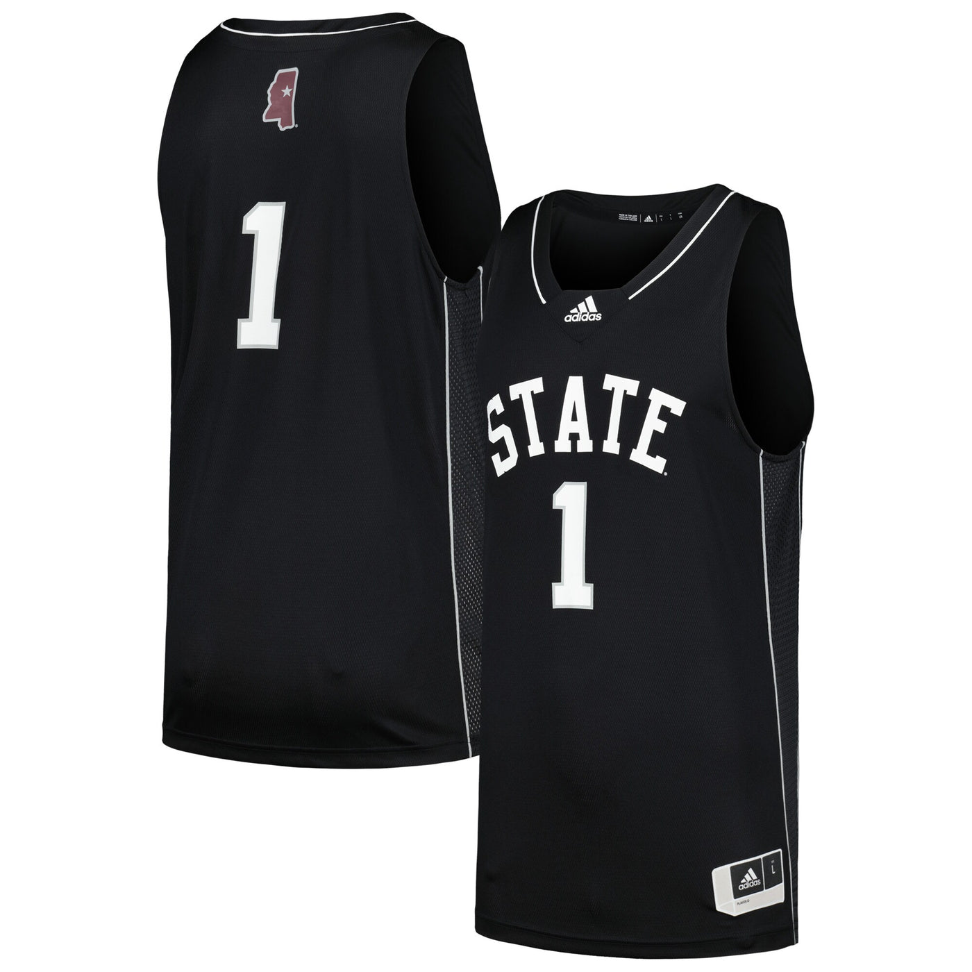 adidas #1 Black Mississippi State Bulldogs Swingman Basketball Jersey