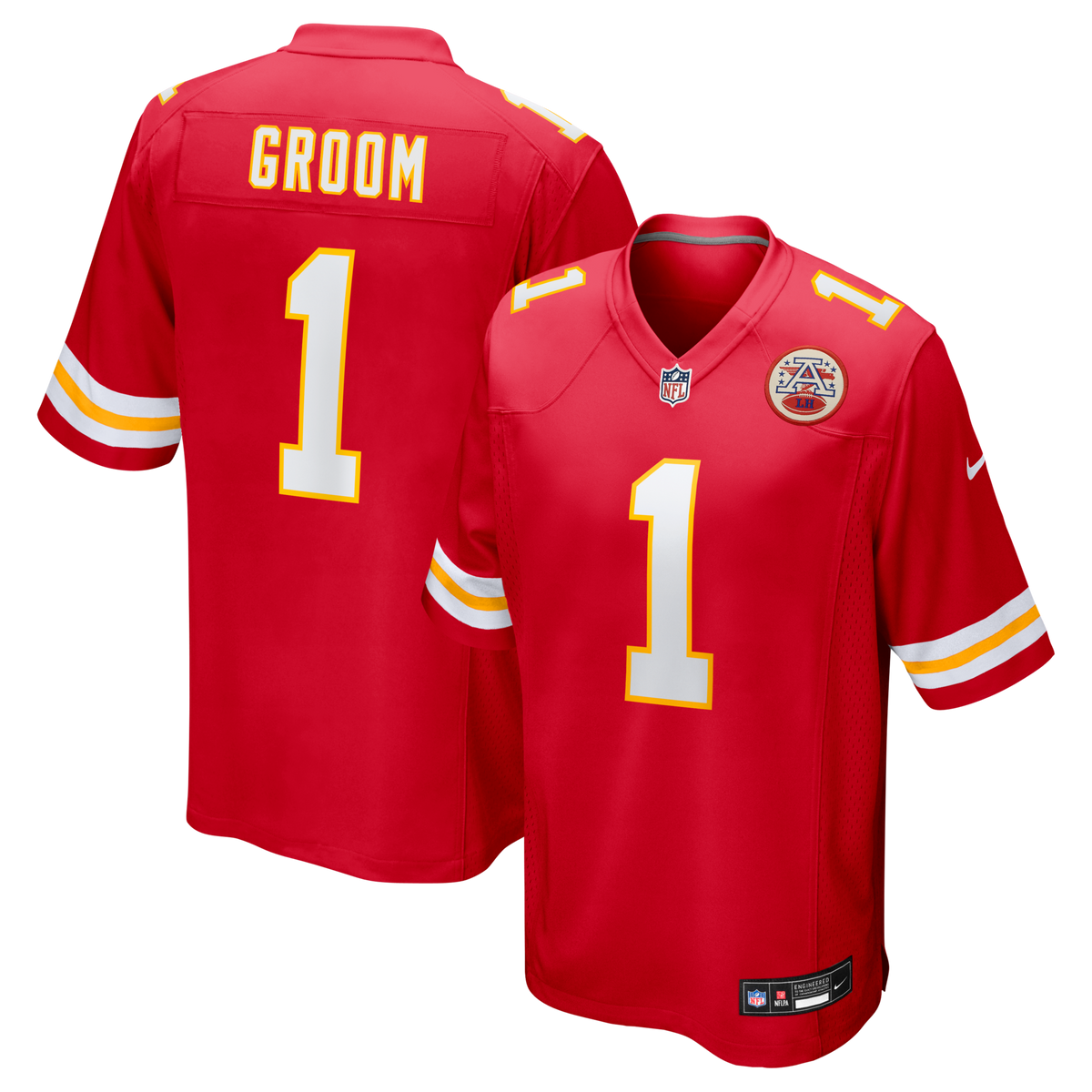 Kansas City Chiefs Number 1 Groom Red Game Jersey