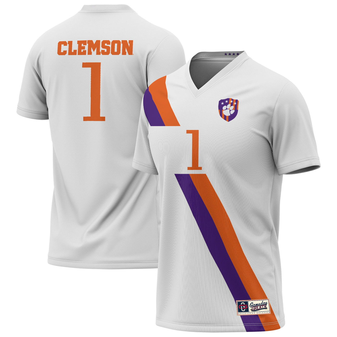 GameDay Greats #1 White Clemson Tigers Lightweight Collegiate Soccer Fashion Jersey