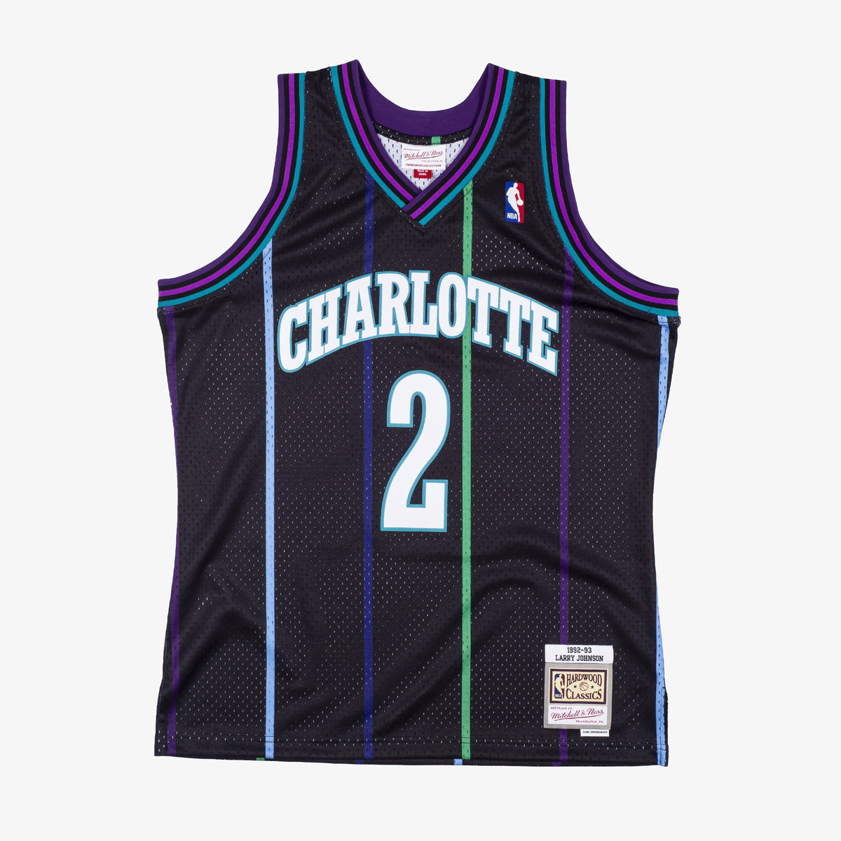 Charlotte Hornets Mitchell & Ness Larry Johnson 1992 Reload Swingman Authentic Jersey - Black