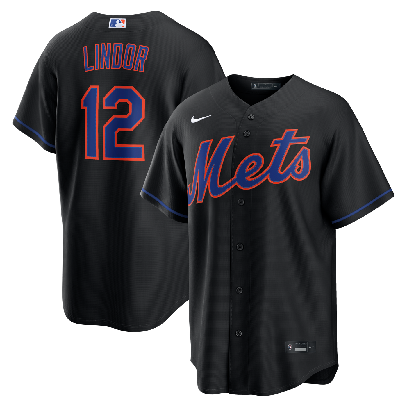New York Mets Francisco Lindor Nike Black Alternate Replica Jersey