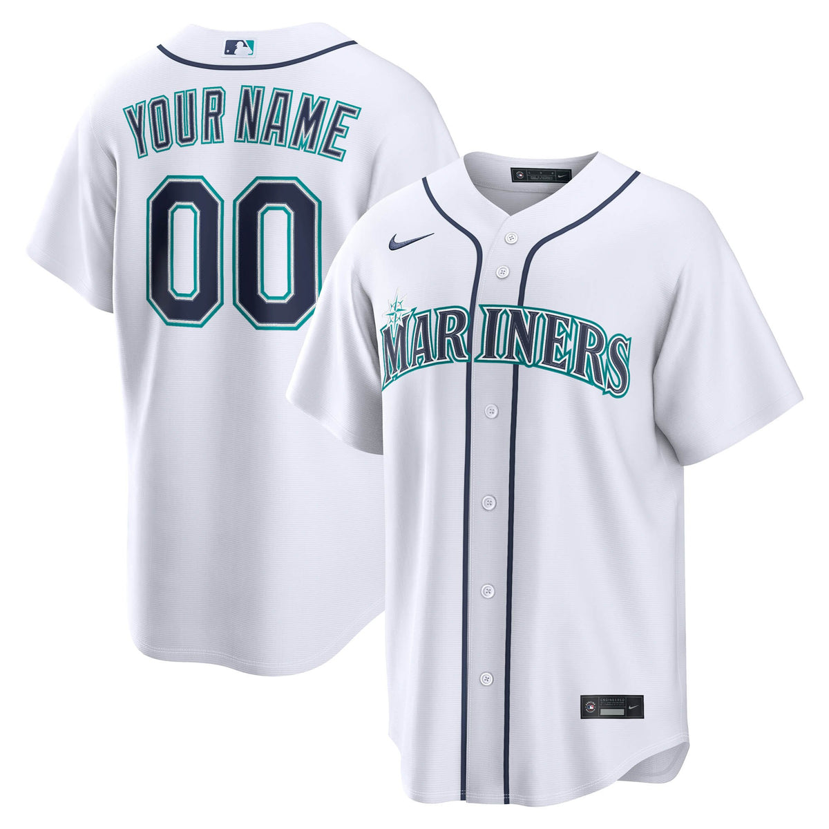 Seattle Mariners White Home Replica Custom Jersey