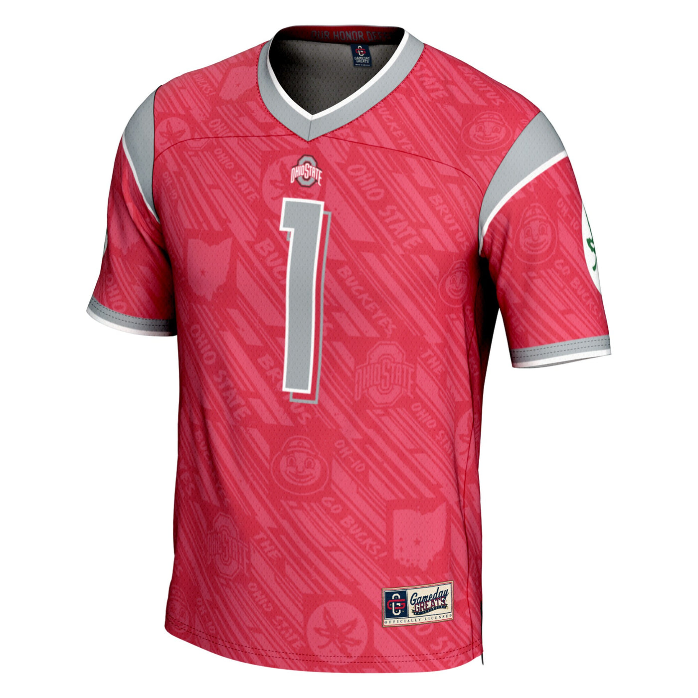 GameDay Greats #1 Scarlet Ohio State Buckeyes Highlight Print Football Fashion Jersey