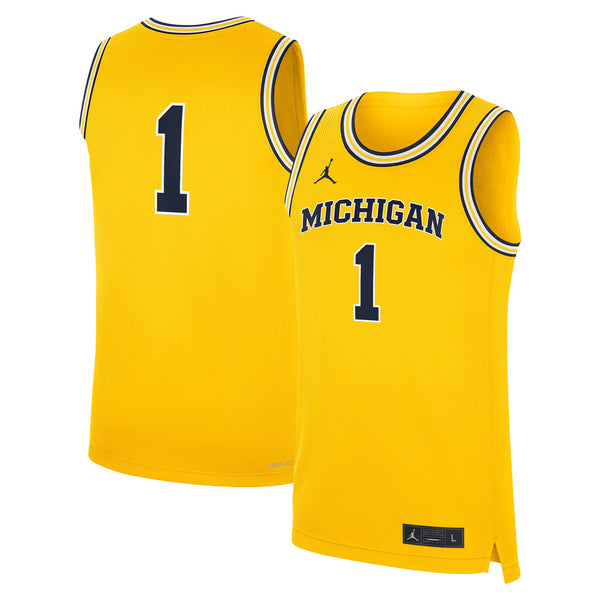 Jordan Brand #1 Maize Michigan Wolverines Alternate Replica Jersey