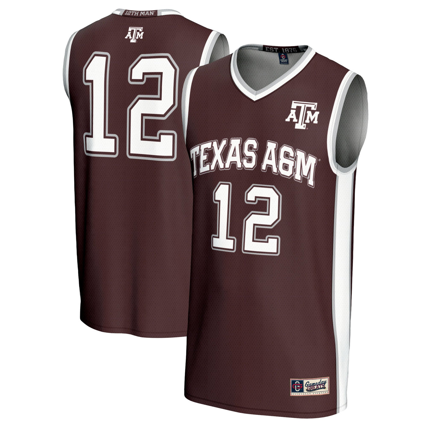 GameDay Greats #12 Maroon Texas A&M Aggies Basketball Lightweight Fashion Jersey