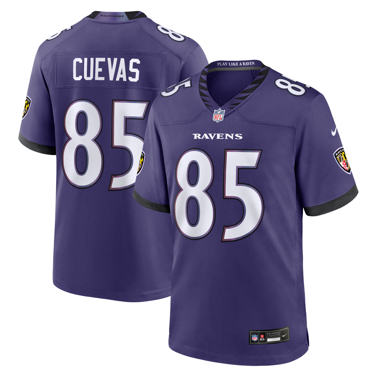Baltimore Ravens Josh Cuevas Purple Team Game Jersey