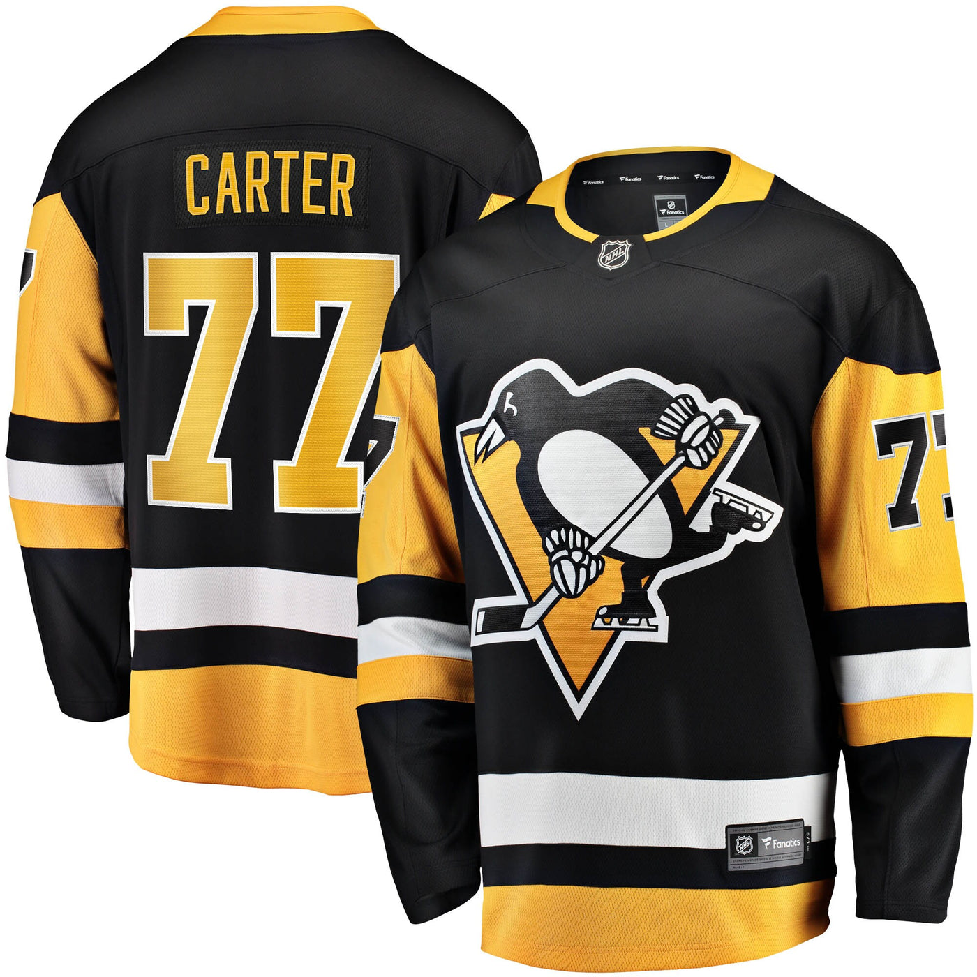 Pittsburgh Penguins Jeff Carter Fanatics Black Home Breakaway Replica Jersey