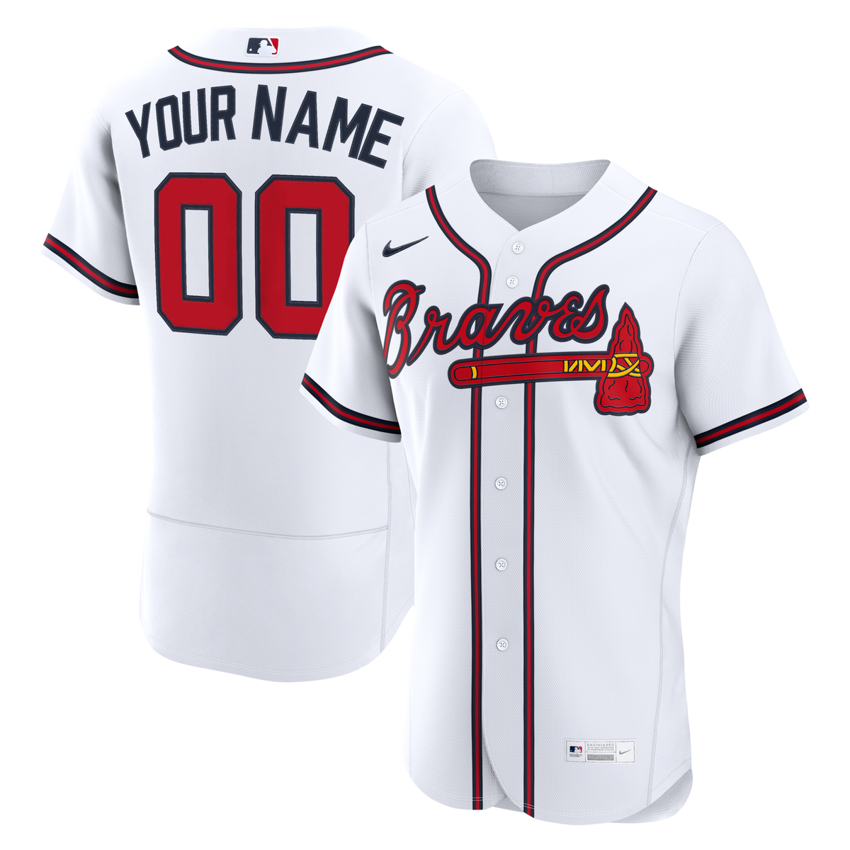 Atlanta Braves White Home Authentic Custom Jersey