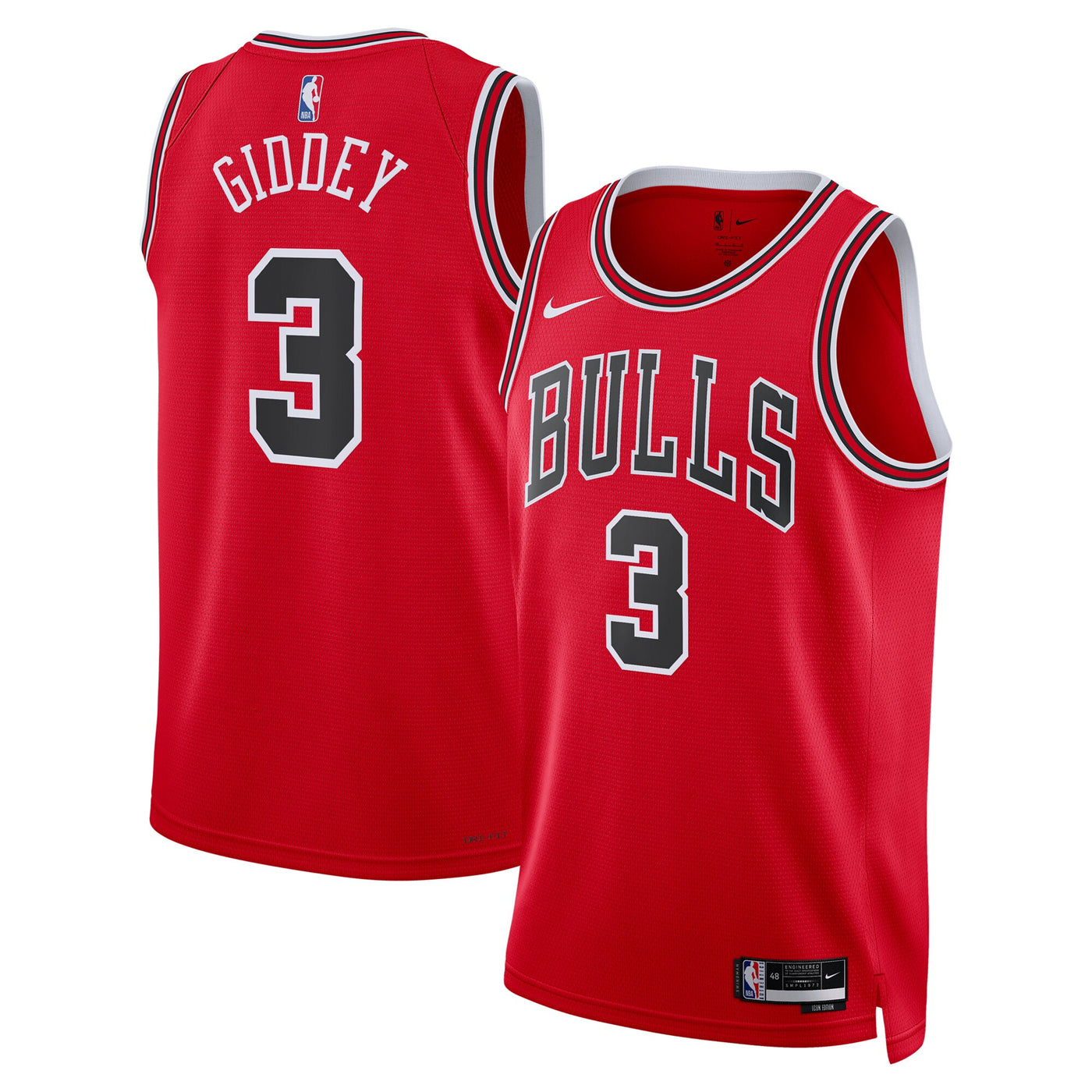 Chicago Bulls Nike Icon Edition Swingman Jersey - Red - Josh Giddey
