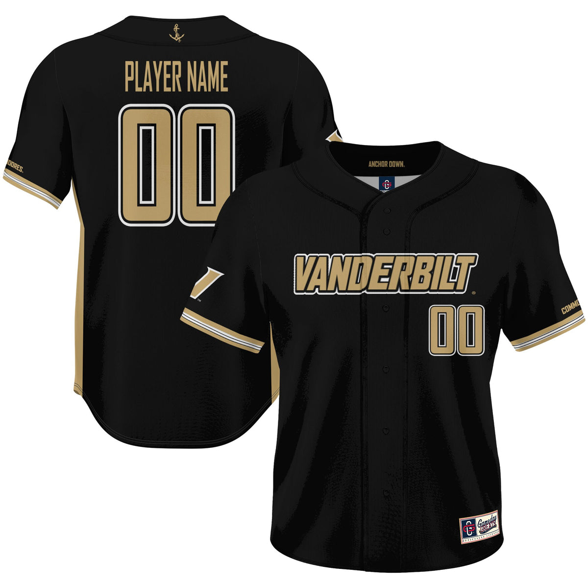 Vanderbilt Commodores GameDay Greats NIL Pick-A-Player Lightweight Baseball Jersey - Black